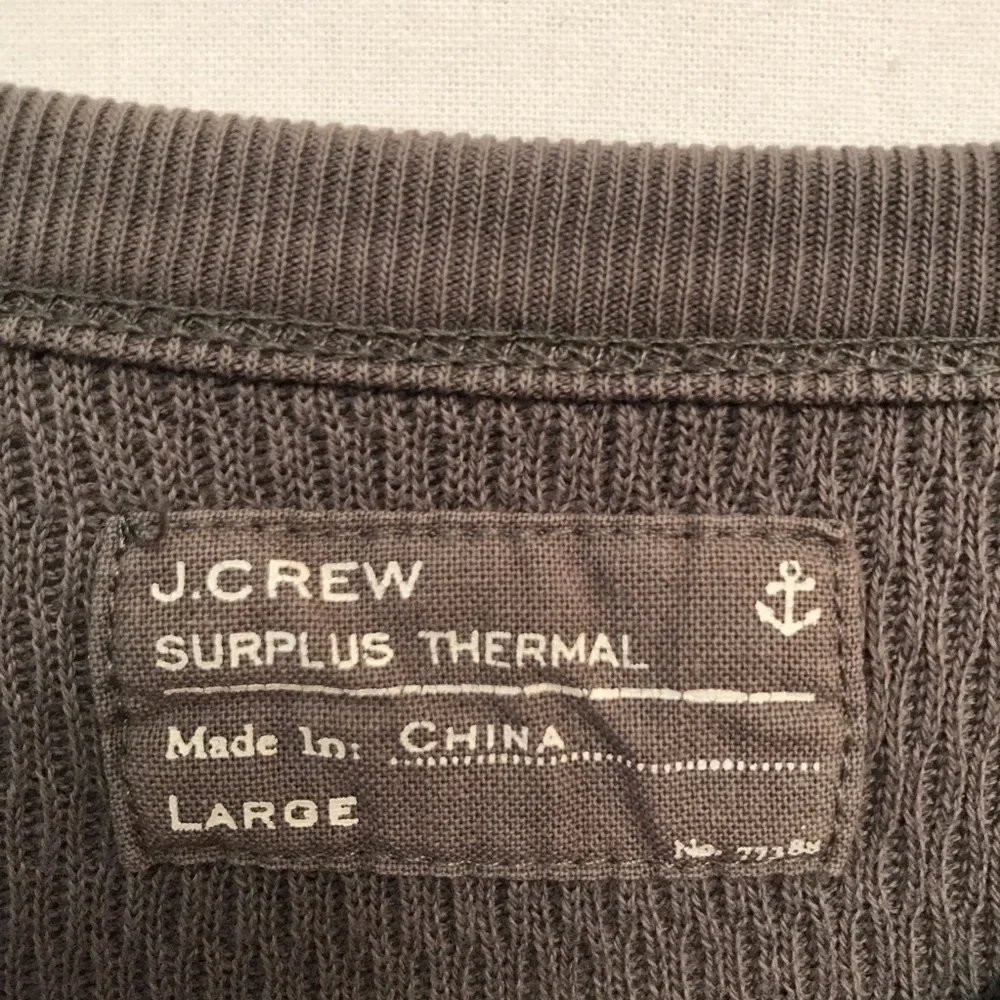 J.Crew Men’s Green Surplus Thermal Size‎ Large Cotton Long Sleeve